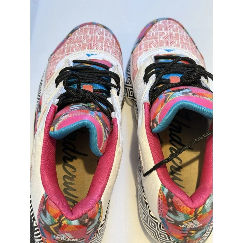 Adidas Streetball Sneakers Mens 11 White Multi Color Geometric Retro Low Top